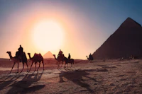 The Pyramids of Giza outside Cairo