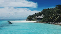 Aerial view of Maldives atolls